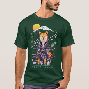 Camiseta Shiba Inu japonés estética Sakura Funny