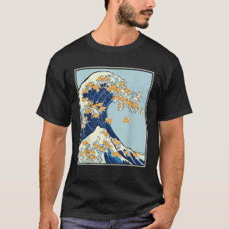 Camiseta Shiba Inu Large Wave Japanese Kanagawa Hokusai Dog