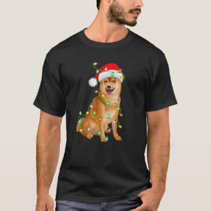 Camiseta Shiba Inu Lover Xmas iluminando Santa Hat Shiba In