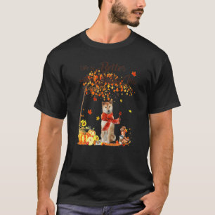 Camiseta Shiba Inu Maple Tree Thankde Day Cute Dog Fal