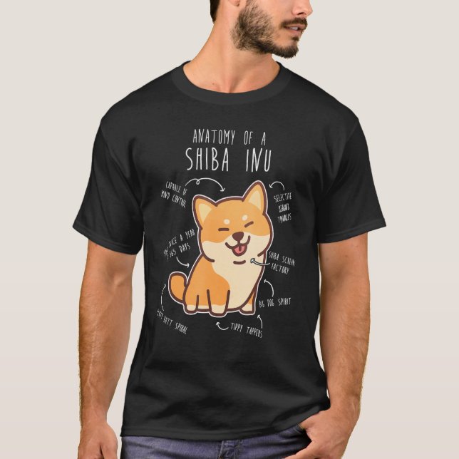 Camiseta Shiba Inu Mascota de anatomía de perro Shibe Rojo  (Anverso)