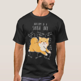 Camiseta Shiba Inu Mascota de anatomía de perro Shibe Rojo 