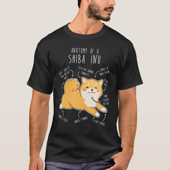 Camiseta Shiba Inu Mascota de anatomía de perro Shibe Rojo  (Anverso)