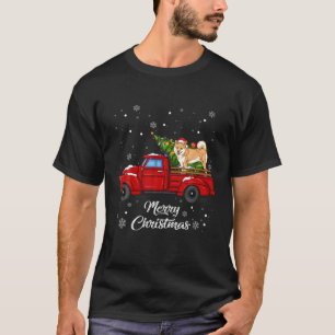 Camiseta Shiba Inu montando Camión Rojo Merry Xmas Tree Dog
