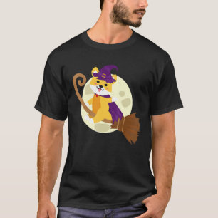 Camiseta Shiba Inu montando en una habitación de brujas con