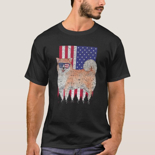 Camiseta Shiba Inu Patriotic Dog Estados Unidos Orgullo Ban (Anverso)