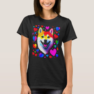 Camiseta Shiba Inu Perro Azul Corazón Rojo 1