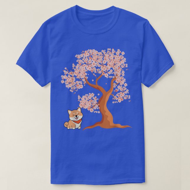 Camiseta Shiba Inu Perro japonés cerezo flor Sakura (Diseño del anverso)