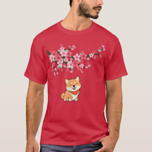 Camiseta Shiba Inu Perro japonés cerezo flor Sakura