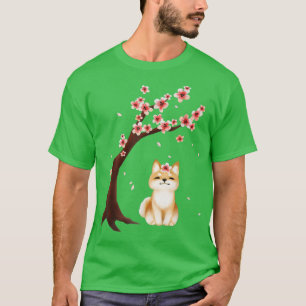 Camiseta Shiba Inu Perro japonés florecimiento de cerezo Sa