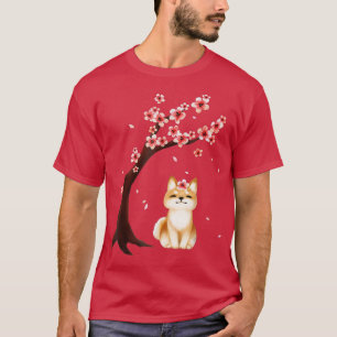 Camiseta Shiba Inu Perro japonés florecimiento de cerezo Sa