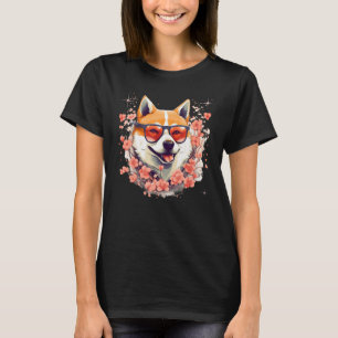 Camiseta Shiba Inu Perro japonés florecimiento de cerezo Sa