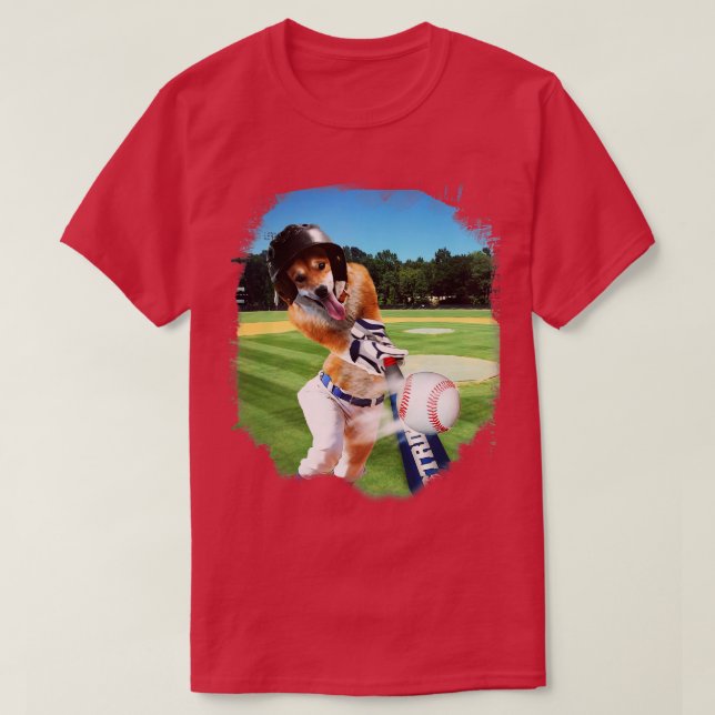 Camiseta Shiba Inu Perro jugando al béisbol de mesa (Diseño del anverso)