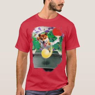 Camiseta Shiba Inu Perro Jugando Mesa Tenis Ping Pong
