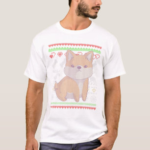 Camiseta Shiba Inu Perro Santa Claus Navidades feos patrón 