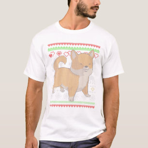 Camiseta Shiba Inu Perro Santa Claus Navidades feos patrón 