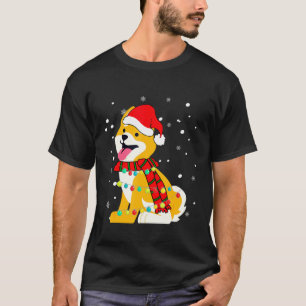 Camiseta Shiba Inu Perro Santa Hat Navidades Árbol de luz d
