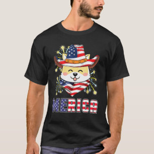 Camiseta Shiba Inu Perro Uu Gorra De Bandera Fuegos Artific
