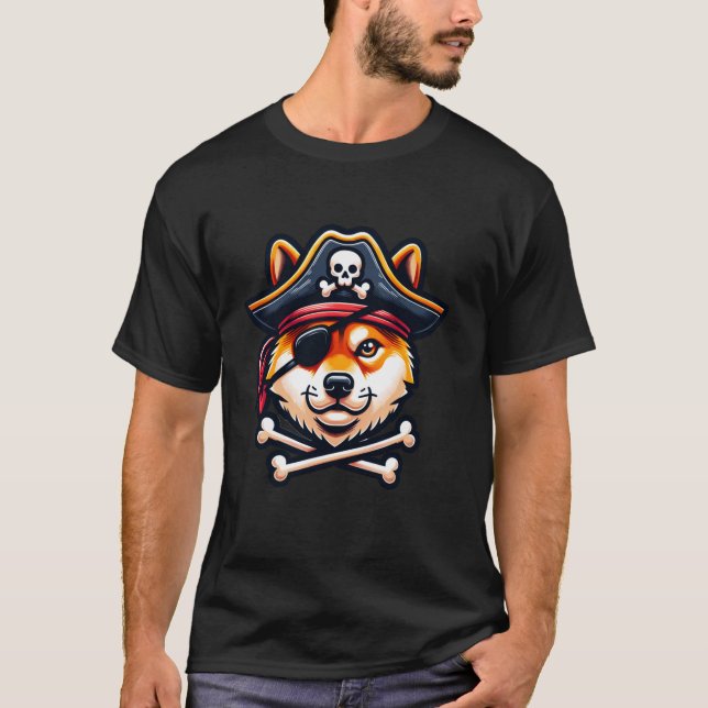 Camiseta Shiba Inu Pirate Costume calavera cruz Perro Amor (Anverso)