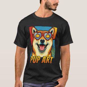 Camiseta Shiba Inu Pop Art Estilo de Cómic Retro