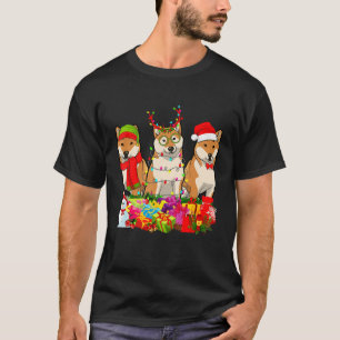 Camiseta Shiba Inu Santa Hat Divertido perro Navidad Ilumin