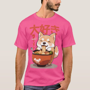 Camiseta Shiba Inu Slurando fideos Ramen Guay Anime