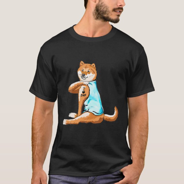 Camiseta Shiba Inu Tattoos Yo Amo Papá Perro El Padre De Lo (Anverso)