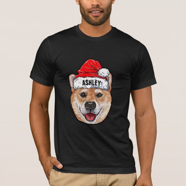 Camiseta Shiba Inu Terrier Navidades Gorra Perro Grande (Anverso)