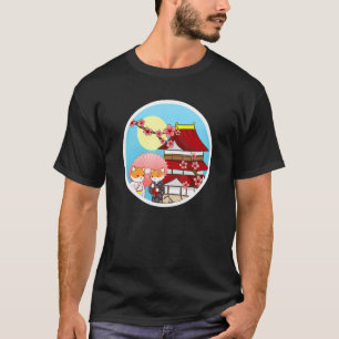 Camiseta Shiba Inu Uni Castillo de Perro Temple Kimono Flor