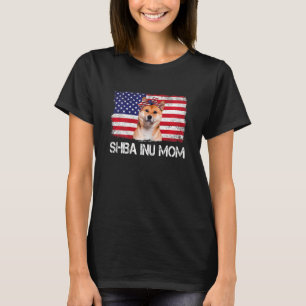 Camiseta Shiba Shiba Inu Mom Estadounidense Bandera Patriót