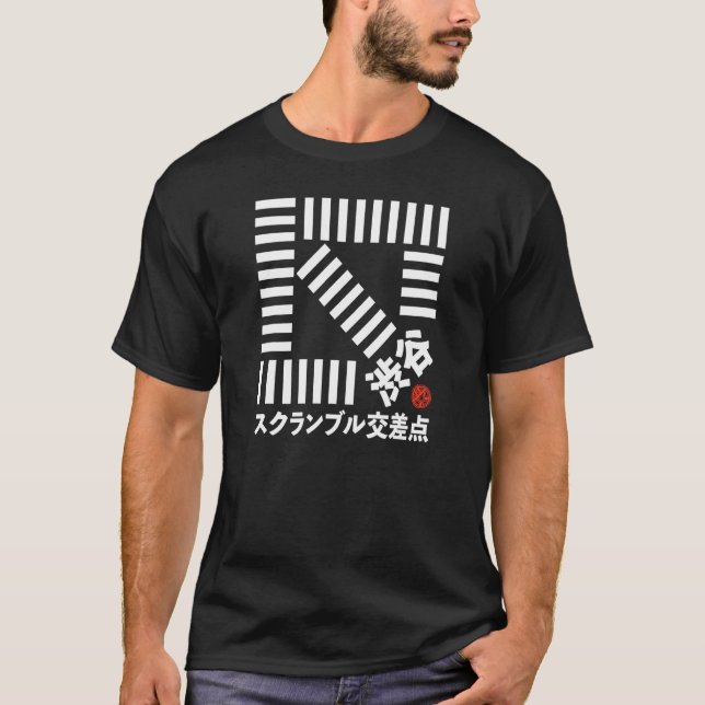 Camiseta Shibuya Tokyo Scramble cruzando Shibuya Crossing J (Anverso)