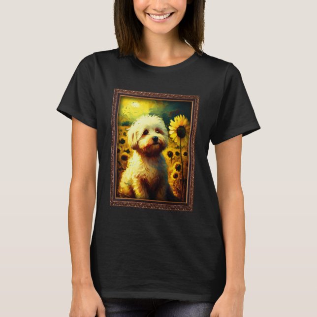 Camiseta Shichon Pintura Flor de girasol Madera Flor Floral (Anverso)