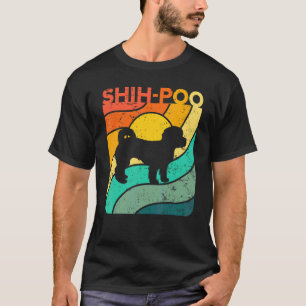 Camiseta Shih Poo Atardecer Vintage Mamá Papá