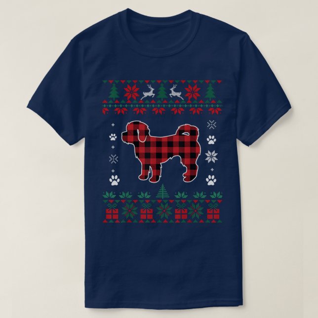 Camiseta Shih Poo Dog Lover Pajama Red Pintó Navidades feos (Diseño del anverso)