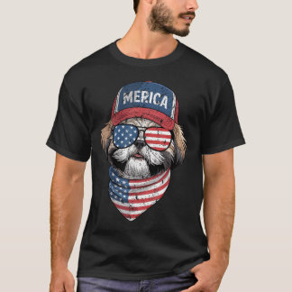 Camiseta Shih Tzu 4 de julio de la bandera de EE. UU.