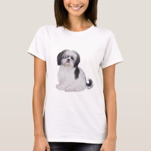 Camiseta Shih tzu (A) - negro y blanco