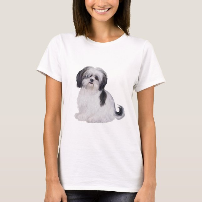 Camiseta Shih tzu (A) - negro y blanco (Anverso)