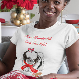 Camiseta Shih Tzu adorable y desordenada con juguete de pan