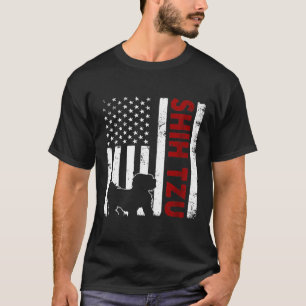Camiseta Shih Tzu American Flag Dog Dad Mom