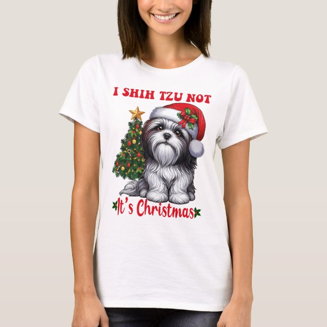 Camiseta Shih Tzu Árbol de Navidad Shih Tzu Lover Santa Hat (Anverso)