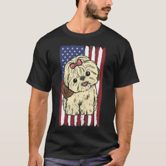 Camiseta Shih Tzu Bandera Estadounidense Patriótica 4 De Ju