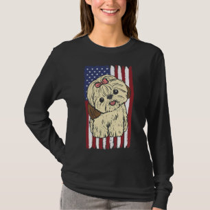 Camiseta Shih Tzu Bandera Estadounidense Patriótica 4 De Ju