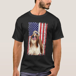 Camiseta Shih Tzu Bandera Estadounidense Porta Cara Máscara