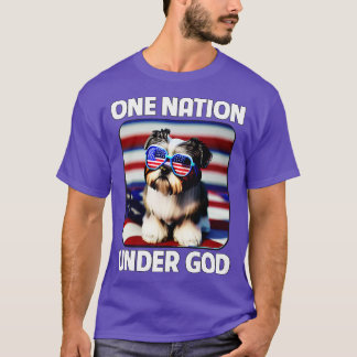 Camiseta Shih Tzu Bandera Estadounidense Una Nación Bajo Di