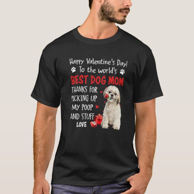 Camiseta Shih Tzu Best Dog Mom Valentines Day Funny Puppy D (Anverso)