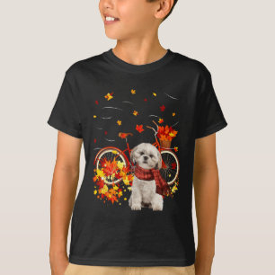 Camiseta Shih Tzu Bike Otoño Hoja de Perro Caer Diversión C
