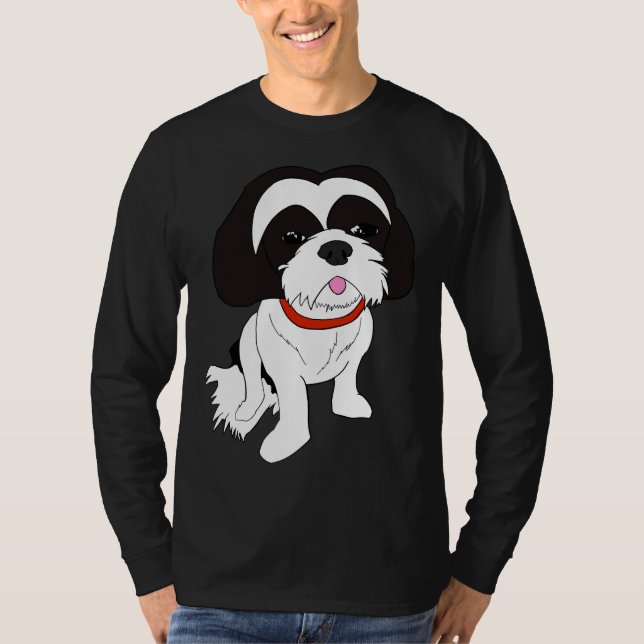 Camiseta Shih Tzu blanco y negro (Anverso)