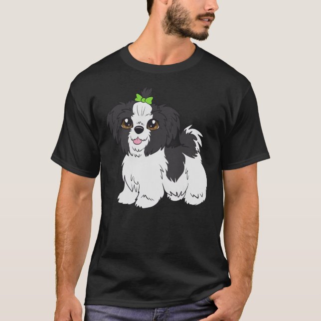 Camiseta Shih Tzu (blanco y negro) (Anverso)