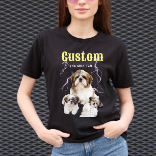 Camiseta Shih Tzu Bootleg Personalizado Foto Perro Tendenci
