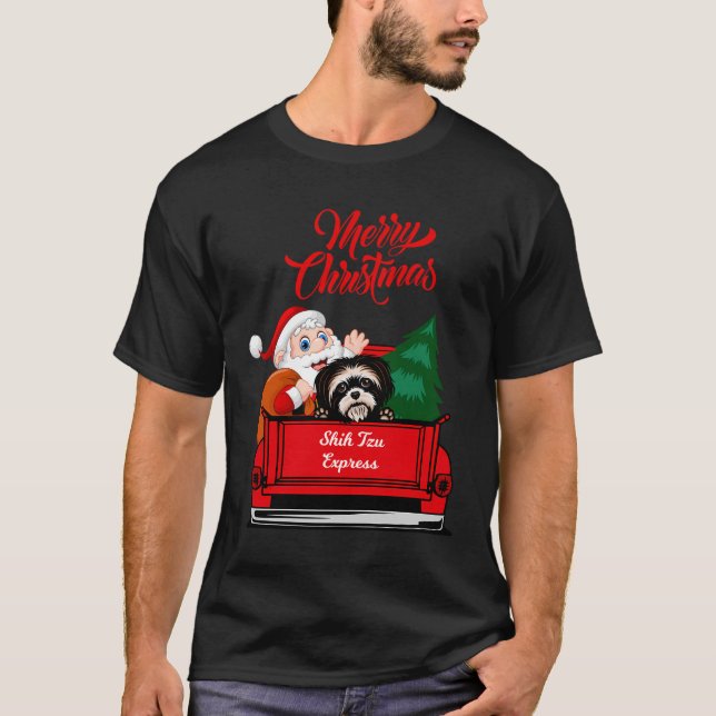 Camiseta Shih Tzu, Camisas De Perro, Con Papá Noel En La Co (Anverso)
